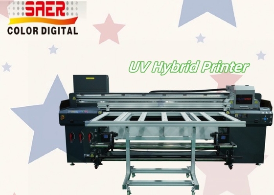 Imprimante UV de grand format de 1,8 m hybride à rouleaux UV à rouleaux et à plateau tout en une imprimante