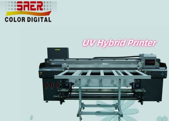 L'encre acrylique CMYK 1.8m Roule à rouleau et imprimante hybride UV à plat