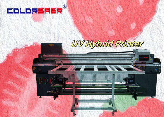 Vente à chaud Imprimante hybride UV de 1,8 m CMYKW Vernis Impression artistique UV à plat et à rouleau à rouleau
