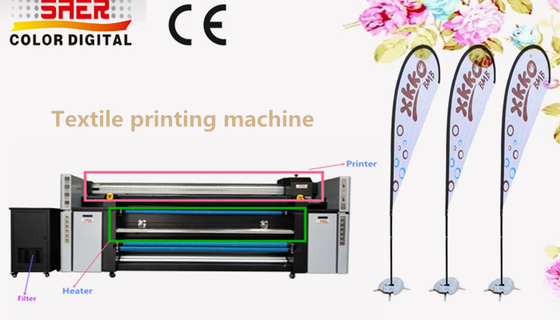 3.2m machine d'impression de tissus grand format avec unité de fixation tout en une machine