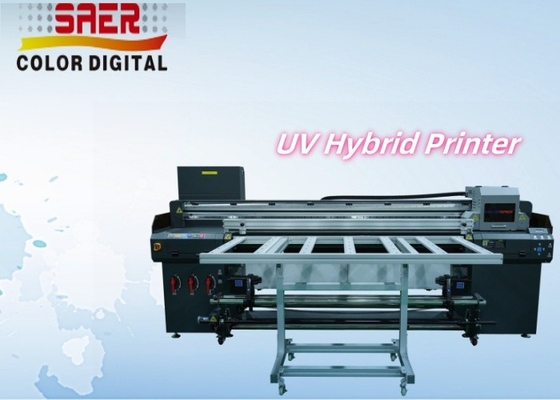 Imprimante UV de grand format de 1,8 m hybride à rouleaux UV à rouleaux et à plateau tout en une imprimante