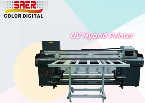 Imprimante hybride à UV SAER de 1,8 m pour différents matériaux: carte KT / PVC / film souple / cuir