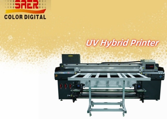 Imprimante hybride à UV SAER de 1,8 m pour différents matériaux: carte KT / PVC / film souple / cuir