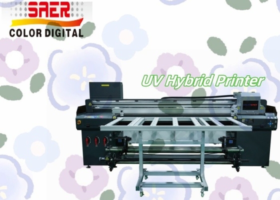 SAER 1.8M Imprimante hybride numérique UV à rouleaux et plates CMYKW