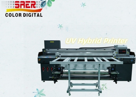 1.8m large format encre CMYKW bois vinyle rouleau autocollant carton UV imprimante hybride
