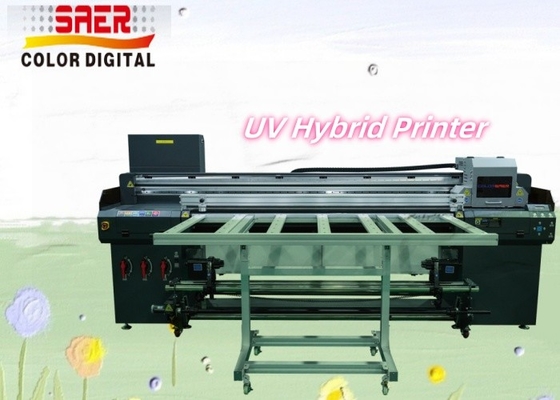 1.8m large format encre CMYKW bois vinyle rouleau autocollant carton UV imprimante hybride