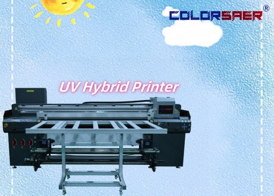 Vente à chaud Imprimante hybride UV de 1,8 m CMYKW Vernis Impression artistique UV à plat et à rouleau à rouleau